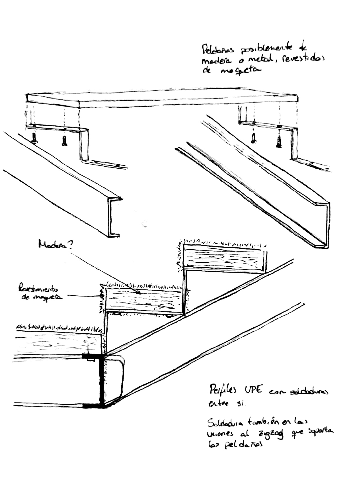 Detalle de unión y escalones